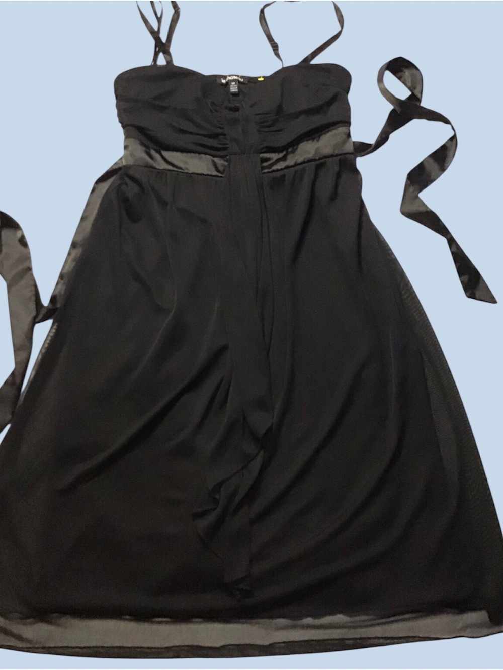 Black le Chateau stretchy Satin bow tie Trim Cocktail Dress size S/P